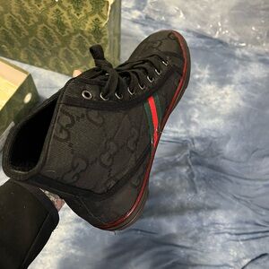 Gucci Men's Black and Red High-Top Sneakers